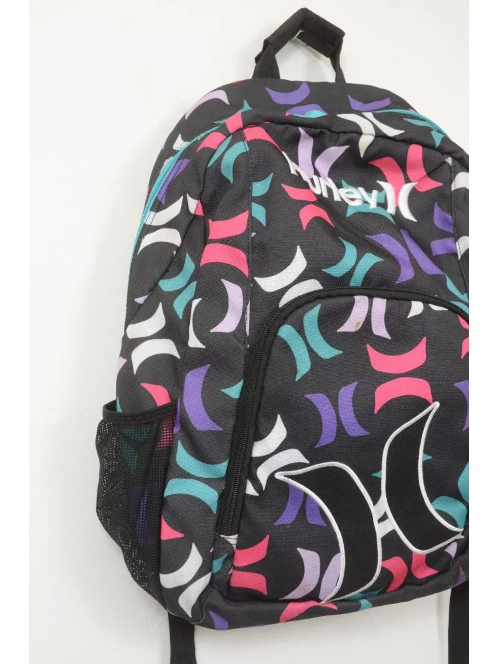 Hurley Colorful Backpack Book‎ Bag Black Multi-Color Logo/Graphic Daypack